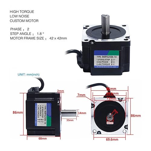 Moteur pas à pas 86 à couple élevé 2.4Nm et arbre robuste 14mm - 5