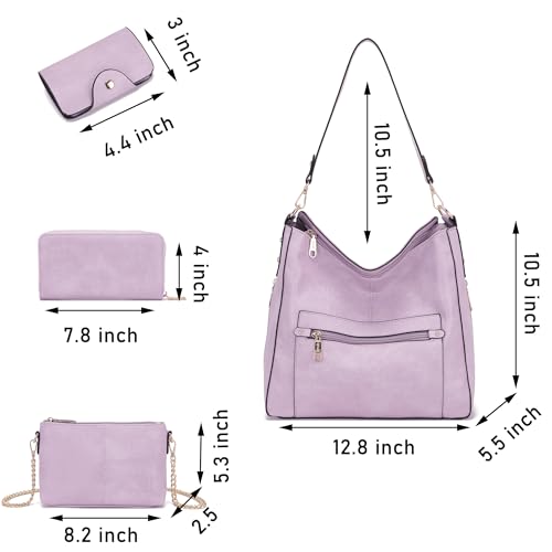 Image of Qiyuer 13 inch Women Spacious Soft PU Handbag Hobo Bag Purse Wallet Set 4pcs | Large, Dual-use Crossbody & Shoulder Bag, Multi-pocket, Divided Compartments, Fits Tablet, Versatile for Daily & Work