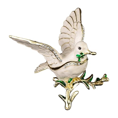 Boîte à bijoux robuste en métal avec motif oiseaux contemporains pour collection