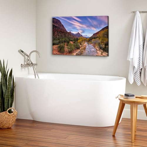 Image of Desert Canyon Landscape Wall Art for Living Room Nature Trees Picture Wall Decor Utah National Park Poster Cliff Scenery Painting USA Western Photo Print Artwork Bedroom Office Home Decorations 24x36 inch