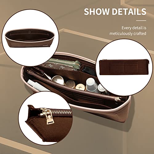 Image of Doxo Purse Organizer Insert & Base Shaper, Felt Handbag & Tote Bag Fit LV Graceful(Brown,SM)
