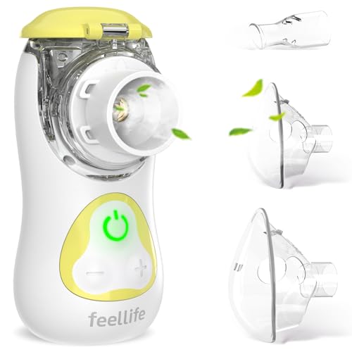 FEELLIFE Nebulizador Portatil Silencioso Tipo C Recargable, Nebulizador Bebés y Adultos Tasa de Atomización Ajustable, Nebulizador para Alivio de la tos, Rinitis y Síntomas Respiratorios
