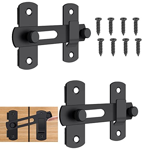 2Packs Barn Door Latches, 3.9" X 2.76" Matte Black Stainless Steel Flip Gate Latch, Solid Sliding Door Barn Door Latch, Bi-Fold Door Lock For Sliding Swing Open Door, Bathroom, Garage, Shed (4Inch) #TOP11