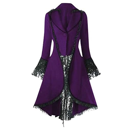 Abrigo gótico para mujer, chaqueta blazer tops, abrigo steampunk, botón de outwear, vintage, irregular, abrigo de doble botonadura para mujer, morado, M | Ya disponible en tu tienda friki favorita! En mundofriki.es!