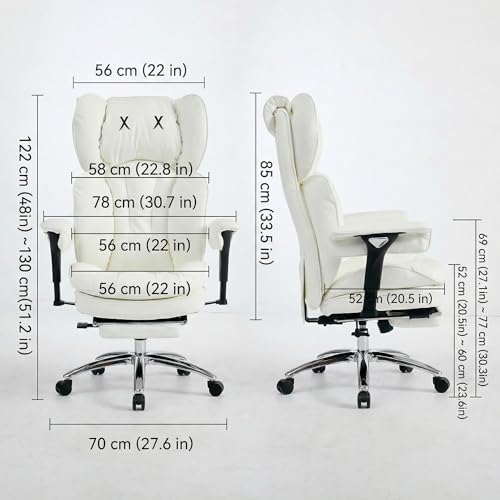Image of Efomao Big & Tall Desk Chair, Wide Executive Office Chair with Footrest White