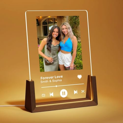 XIESHANG Tablero acrílico fotográfico personalizado, tarjeta de regalo Spotify, placa Spotify, regalo de cumpleaños, lámpara 3D, placa de música Spotify (versión personalizada A)