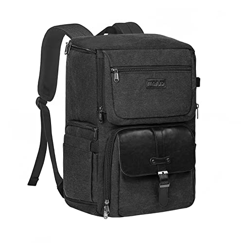 MOSISO Camera Backpack, DSLR/SLR/Mirrorless Photography Camera Bag Case PU Flap Front Pocket with Tripod Holder&15-16 inch Laptop Compartment Compatible with Canon/Nikon/Sony/DJI Mavic Drone, Black