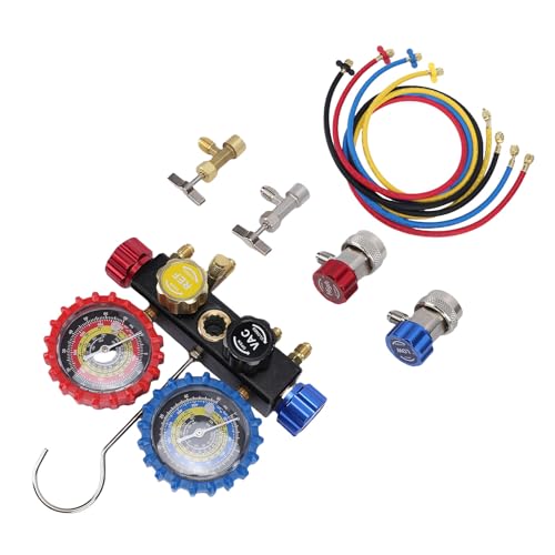 Kit HVAC JTLB para Manómetros de Aire Acondicionado con Válvulas de Seguridad, Mangueras y Adaptadores, Compatible con Refrigerantes R410A, R32, R134A y R22 miniatura 3