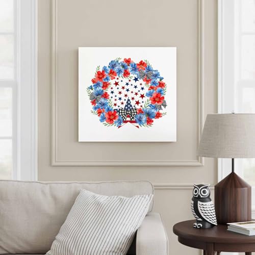 Canvas Wall Art 4th of July American Flag,Oil Painting Prints