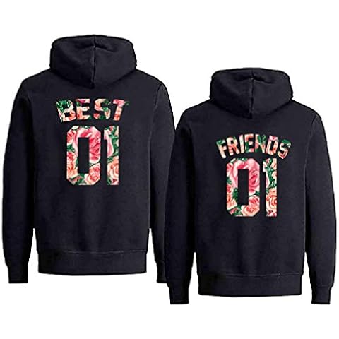 Double Fashion Best Friend Hoodies for 2 Matching Hoodies for Best Friends White BFF Hoodi Pullover Sweaters Cover