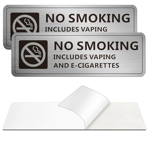 No Smoking Signs, (2 Pack) Self-adhesive No Smoking Signs for