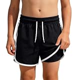 Generisch Badeanzug Jungen Lässiger, doppellagiger Badeanzug für Jungen im Alter von 9 bis 16 Jahren (Black, 14-15 Years)
