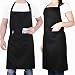 Produktbild innotree 2 Stück wasserdichte Schürze, verstellbare Kochschürze mit 2 Taschen für Frauen Männer Chef, Bequeme Latzschürze Küchenschürze Grillschürze, Schwarz