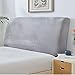 Fodera per Testiera in Velluto, Fodera per Testiera Letto, Fodera Protettiva per Testiera Elastica, Protezione Elastica Tinta Unita Design all-Inclusive (Gray,150-165cm)
