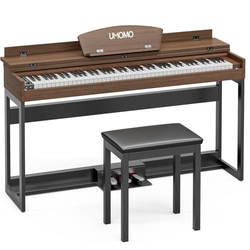 UMOMO 88 Key Weighted Digital Piano, Velocity-Sensitive Keyboard with Metal Stand, Full-Size Electric Piano for Beginner to Intermediate, Responsive Touch for Expressive Playing