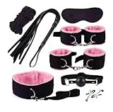 BDSM Sex Bed Bondage Restraints Kit Toys for Ankle and Wrist Bar Women Sex Resistance Bands Bed for Neck with Ankle Straps Sex Pink Handcuffs Hand Cuff Bracelets Set for Women Adults Bedroom Sweater