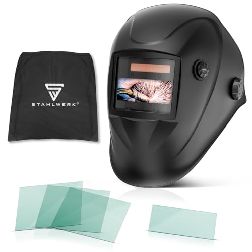 STAHLWERK Casque de soudage Automatique 3-en-1 Worker – Casque de Soudeur True Colour, obscurcissement Automatique DIN 4-13, Classe Optique 1/1/1/2, Champ de Vision 96...