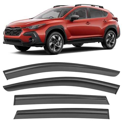 Image of Shatterproof Taped-On Window Deflectors for Subaru Crosstrek 2024 2025 2026 with Black Trim, Rain Guards, Window Visors for Cars, Vent Deflector, 4pcs