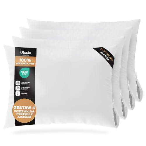Utopia Bedding Wodoodporne Poszewki Na Poduszki 45 x 70 cm - Zestaw 4 - Ochraniacze Na Poduszki Z Zamkiem - Poszewka Na Poduszkę Przeciw Insektom i Roztoczom