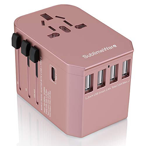 Power Plug Adapter - International Travel (W/5 Usb Ports And Usb Type C)- Work 150+ Countries - 220 Volt Adapter - Travel Adapter - Type C A G I A/C - Uk Japan China Europe #TOP3
