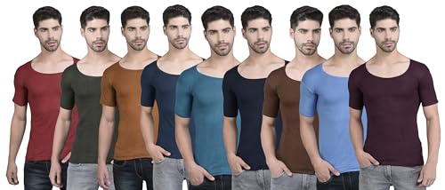 Image of Dollar Lehar Men Combed Cotton Round Neck with Sleeve Vest -Colour May Vary