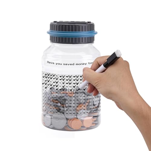 Groovy Green Piggy Bank Digital Coin Counter Money Jar with LCD Display, 2.0L Capacity, 1000 Coins Storage, Battery Operated Savings Bank,365-day Financial Management Record