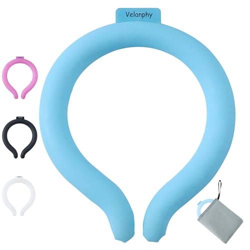 Neck Cooling Tube with Insulated Bag, Reusable Neck Cooler Ice Ring, 18°C/64°F PCM Cooling Neck Wrap for Summer Heat Relief, Portable Wearable Cooler for Hot Weather, Outdoor Work Sports Travel(Blue)