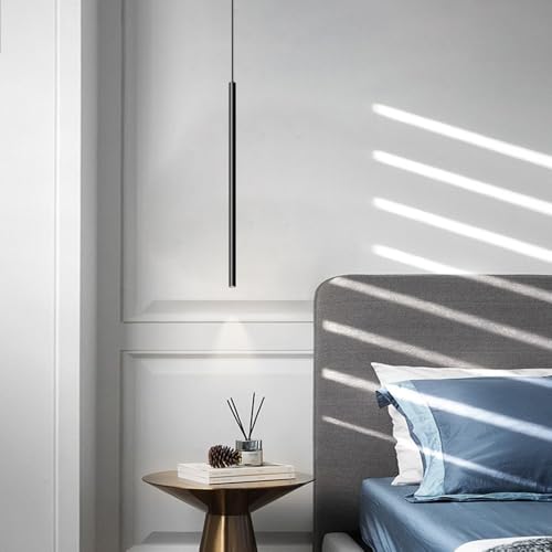 Lámparas de suspensión LED modernas de tubo metálico negro para proyectos de interiorismo sutil 2