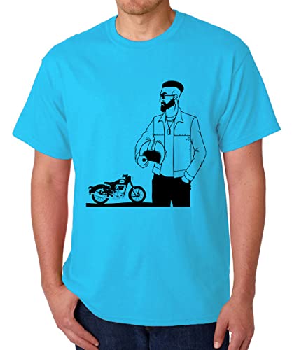 Image of Caseria Men's Cotton Printed T-Shirt -Bike Man | 100% Cotton | Half Sleeves | Regular Fit | Printed | Round Neck | Graphic T Shirt