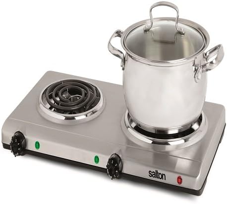 salton double stainless steel infrared portable electric cooktop
