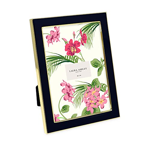 Laura Ashley 12.7x17.8 cm, schwarzer Emaille-Bilderrahmen, goldener Metallrand mit Staffelei, für Arbeitsplatte, Theke, Tisch-Display, Bücherregal, Schreibtisch, Fotogalerie (5x7, Schwarz W/Gold)