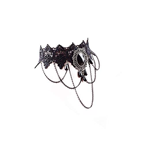 Vektenxi Vintage Schwarz Strass Kette Spitze Chokerhalsketten Punk Rock Gothic Partei Schmuck Langlebig und Nützlich Cover