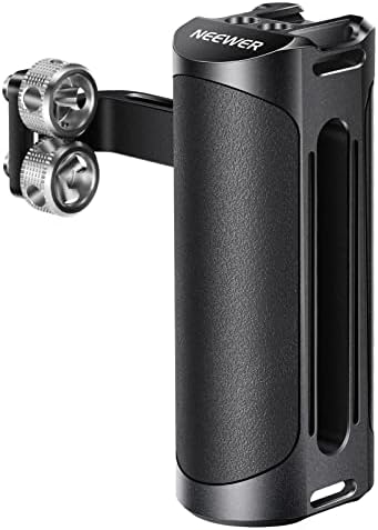 NEEWER Aluminum Side Handle Grip, Compatible with SmallRig Camera Cage for DSLR & Mirrorless Camera, Vertical/Horizontal Adjustment Handgrip with Cold Shoe, Built in Hex Key and 1/4" Screws, VS105