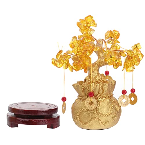 HEALLILY Geldbaum 1PC 19Cm Citrin Feng Shui Bonsai Baum Gelb Crytal Geld...
