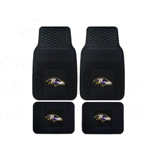 NFL Baltimore Ravens Car Floor Mats Heavy Duty 4-Piece Vinyl - Front and Rear