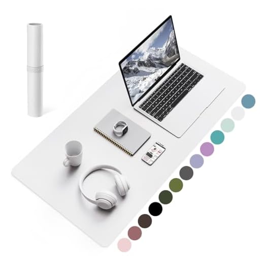 YSAGi Schreibtischunterlage, Mauspad mit Leder und Rutchfeste Wildleder, Multifunktionales Office Mousepad Laptop Schreibunterlage, Tischunterlage für Büro/Home-Office (Weiß, 80x40cm)