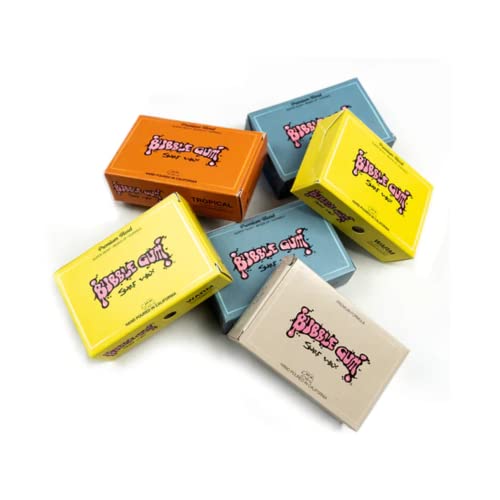 Bubble Gum Surf Wax Premium Formula | Superior Adhesion Surfboard Wax, Mineral Scented, Packaged In 100% Recycled Box, And Hand Poured In California | 6 Pack (Warm) #TOP1