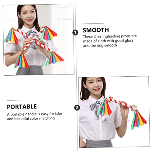 Safigle 2Pcs Flower Stick Bell Children's Jewelry Baby Ornaments Present Ornaments Dance Pom Poms With Handle Pla- Pom Pom Fans Cheerleading Prop Performing Stage Property Handheld #TOP1