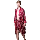 KAOROU Bad Robe Nachthemd Damen Robe Nachtwäsche Loose Tiger Robe Silky Nachtwäsche Kimono Robe Bades Bademantel Set Night Robe (Color : A, Size : XL code)