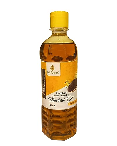 Image of Trivikrama Wood Pressed Black Mustard Oil - 500 ML| Bottle | Kolhu /Kacchi Ghani /Chekku | Natural | Chemical-Free | Cold Pressed Mustard Oil for Cooking | Sarson Oil