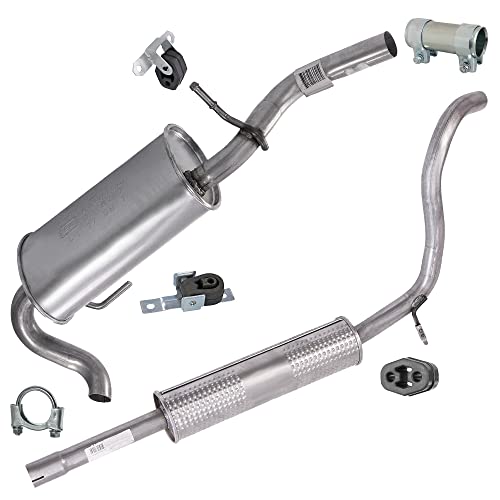 ATEC Germany Auspuff Schalldämpfer Set 1x Endschalldämpfer 1x Mittelschalldämpfer mit Montagematerial Kompatibel mit SEAT AROSA (6H1) VW LUPO I (6X1 6E1)