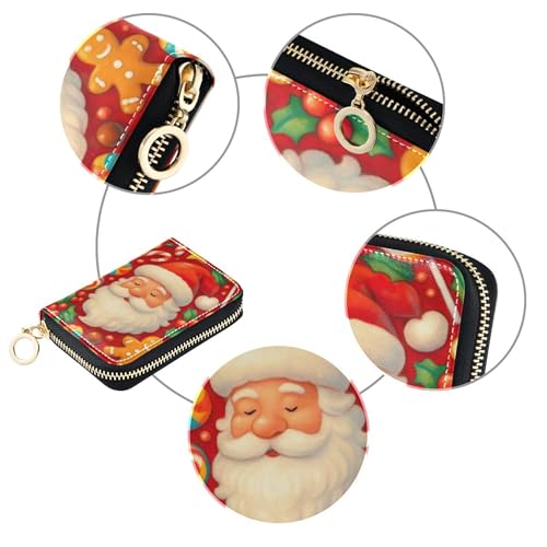 Christmas Santa Claus Red Candy Womens Wallet Zip Around Card Holder Wallets RFID Blocking Leather Coin Change Purse with Zipper4