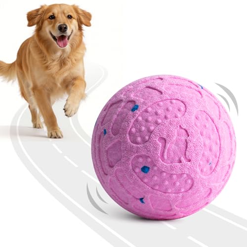Roinoim Automatic Interactive Dog Ball Toy, Motion Activated Durable Rope Dog Chew Toy, USB Rechargeable Pet Exercise Ball for High Energy Dogs, Indoor Outdoor Playing, Pink