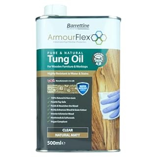 Barrettine Pure & Natural Tung Oil (500ml) - Food & Toy Safe, Additive-Free Tung Oil for Wooden Furniture & Worktops, Enhances Natural Colour of Wood with a Clear Matt Finish