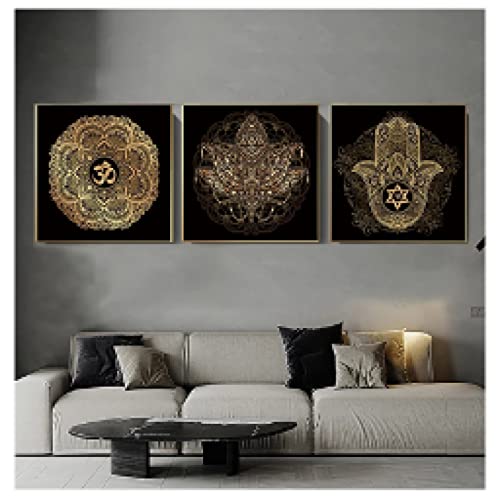 Tableau mandala lotus pour dynamiser un mur blanc vide sans encombrer l'espace du salon
