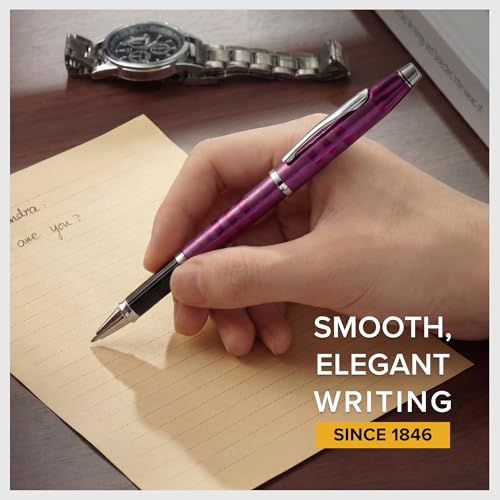 Image of Cross Century II Midnight Plum with Polished Chrome Appointments Selectip Refillable Rollerball Pen - Medium Point, Black Ink, Luxury Gift Box