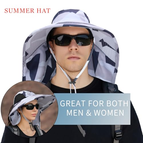 Image of Sun Hat for Men Women with Neck Flap,UPF 50+ UV Protection Fishing Hat