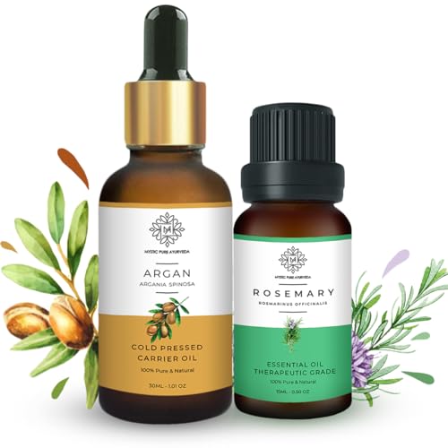 Image of Argan oil and Rosemary oil Combo For Promoting Hair Growth, Deeply Nourish and Hydrate Scalp 100% Pure & Natural (30 Ml+15 Ml) Pack of 2