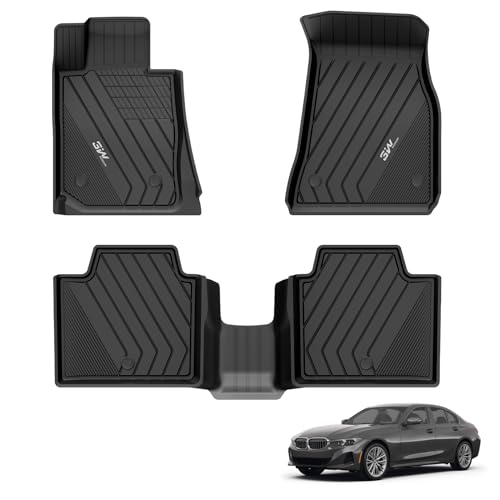 3W Floor Mats Custom Fit for 2019-2024 2025 2026 BMW G20 3 Series 330i 330e Sedan, TPE All Weather Floor Liner for BMW 3 Series G20 Accessories 1st and 2nd Row Full Set Car Mats (NOT for GT & 2 Door)