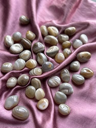 Image of Tumbled Stones, Natural Crystal Healing Stones, Home Office Decor, Aquarium Decorative Pebbles, Vase Fillers (Botswana Agate, 200)